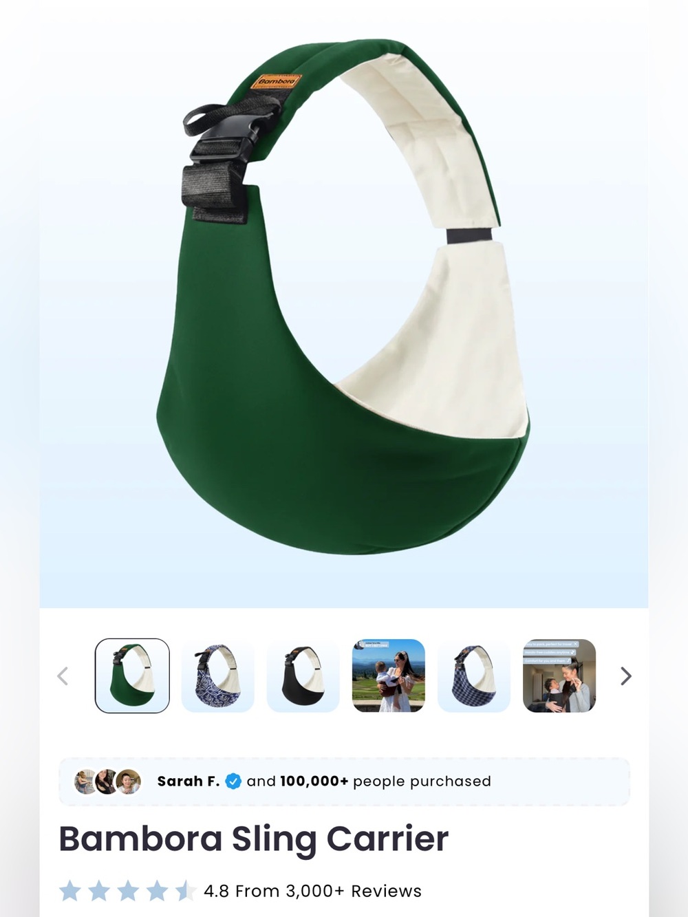 Bambora Sling Carrier Green